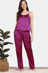 Zivame Primrose Woven Pyjama Set - Dark Purple — thumbnail 2